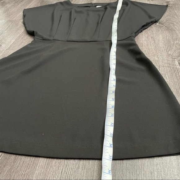 Nu New York Black Mini Cocktail Drop Shoulder Dress (L) - Picture 5 of 9